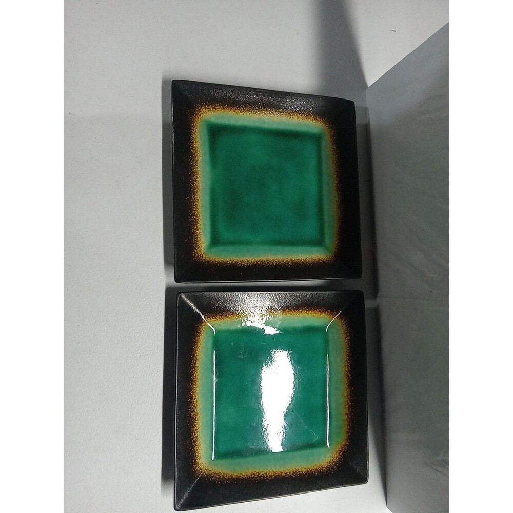 2 Jade Crackle Square Dinner Plate by Better Homes and Gardens Set Of 2